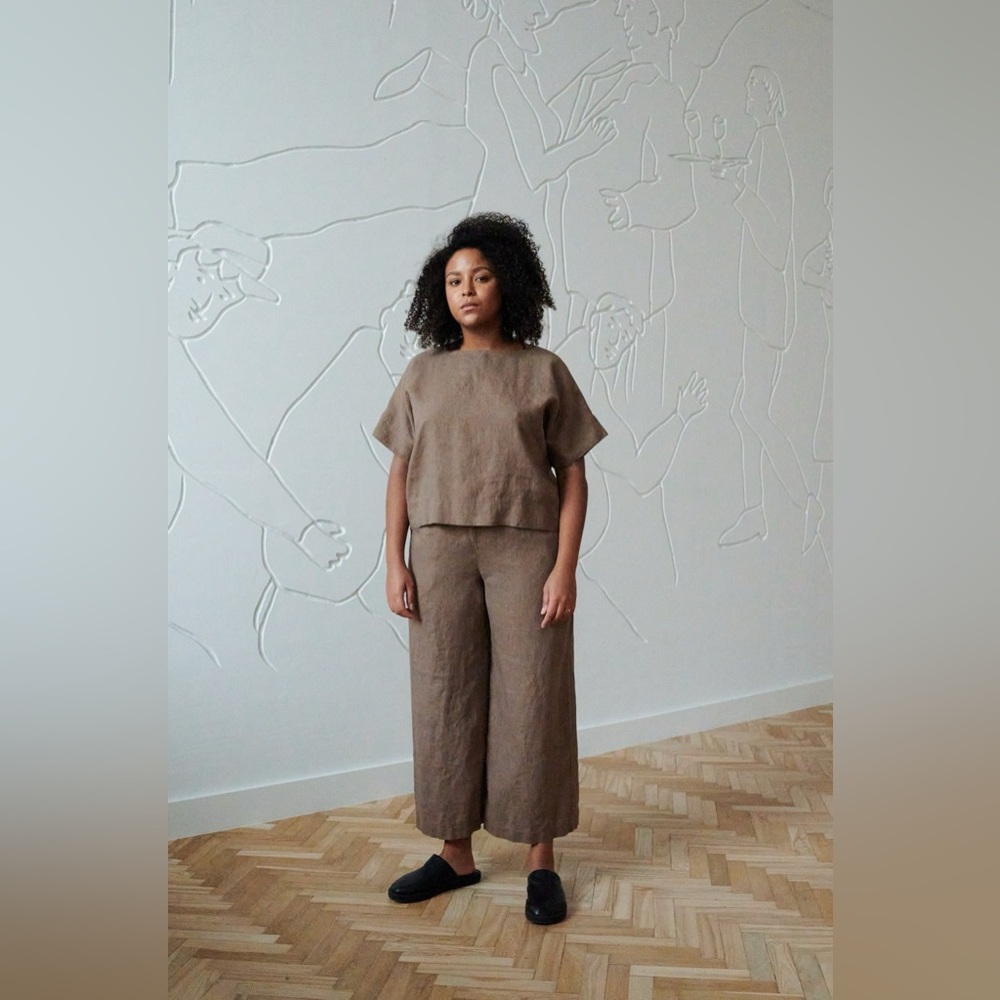 LinenFox 100% Linen Ocean Trousers in “Cacao”